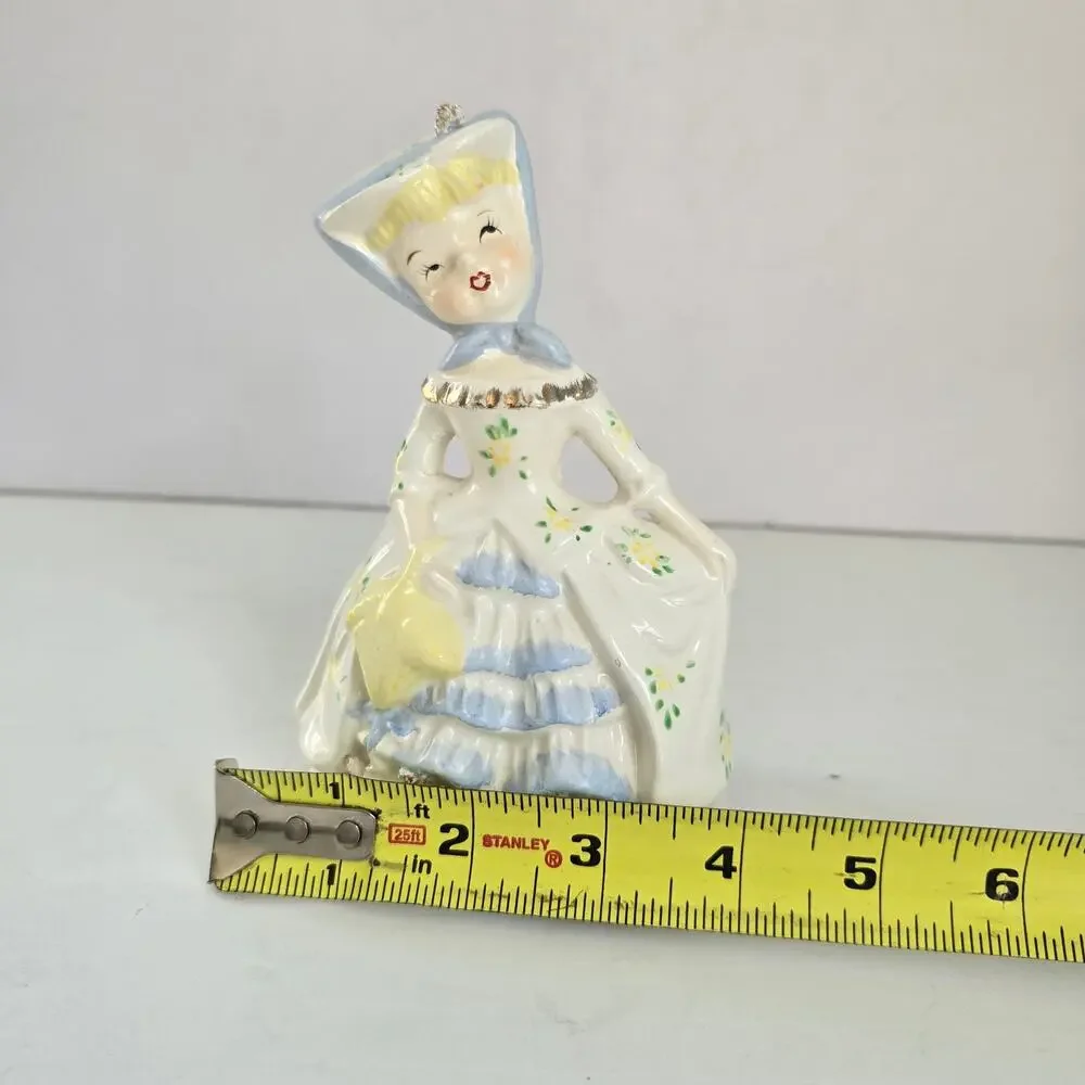 Vintage Figurine Planter Woman Bonnet 50s 60s Kitsch Japanese Gone With the Wind